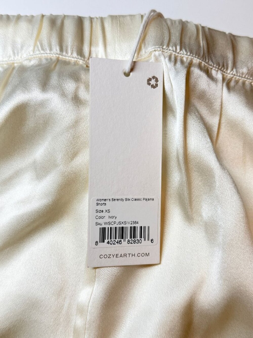 Cozy Earth Serenity Silk Pajama Shorts |100% Silk |Ivory| NWT | Size XS - Picture 5 of 8